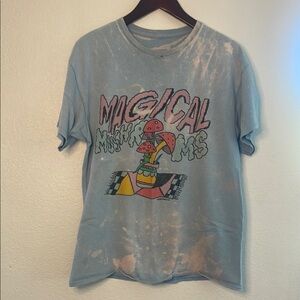 Blue and Pink Short Sleeve Tee with Cartoon Design